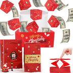 Surprise Gift Box Explosion for Money,Surprise Gift Box,Money Box for Cash Gift,Unique Folding Pop-Up Explosion Gift Box,Merry Christmas Surprise Gift Boxes (12 Bounces)(Red Christmas)