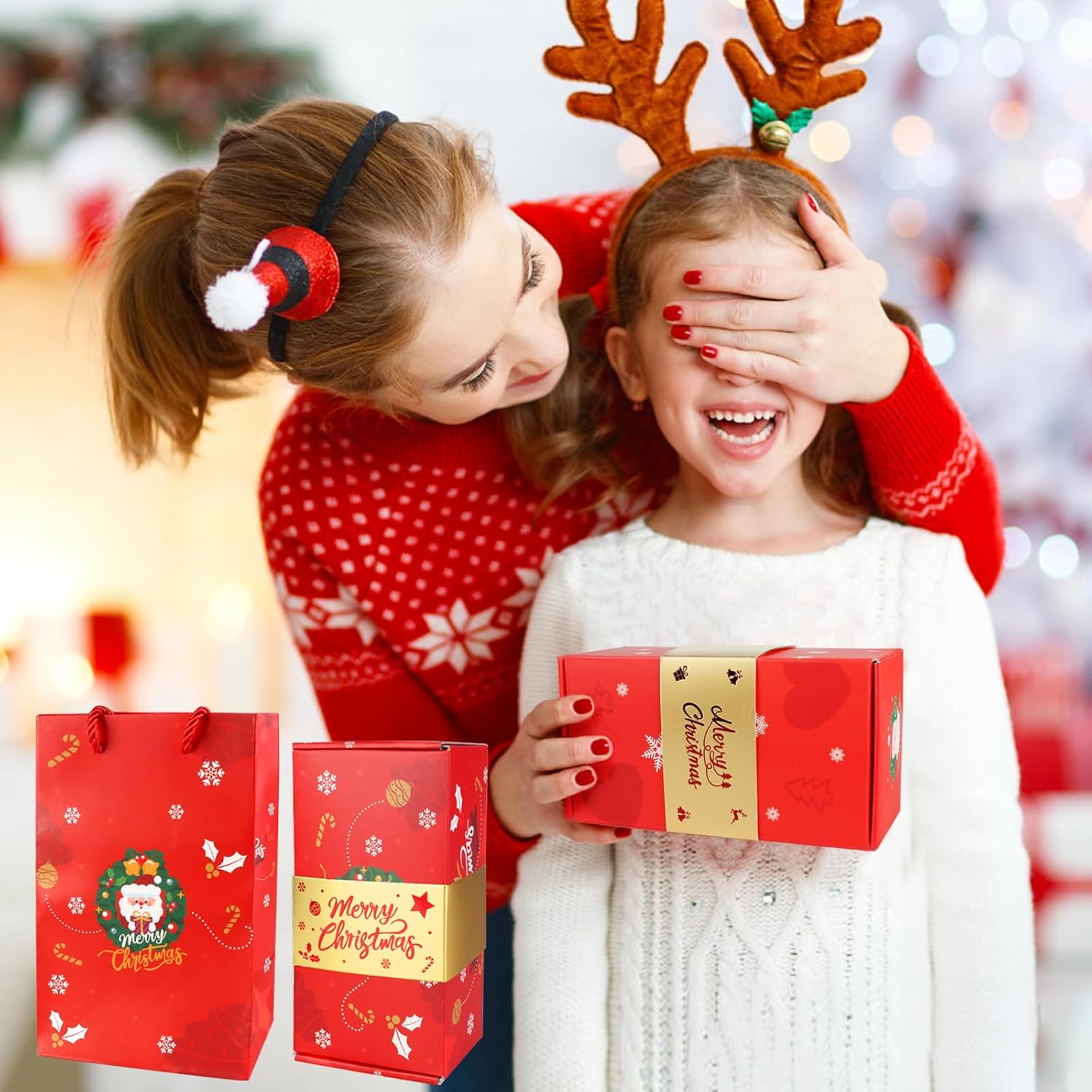 Surprise Gift Box Explosion for Money,Surprise Gift Box,Money Box for Cash Gift,Unique Folding Pop-Up Explosion Gift Box,Merry Christmas Surprise Gift Boxes (12 Bounces)(Red Christmas)