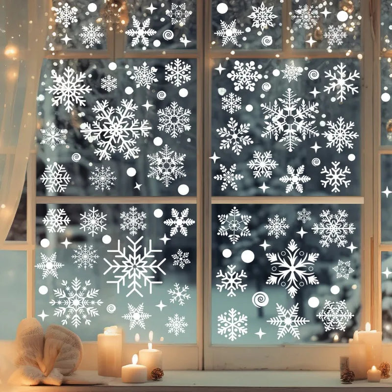 Christmas Snowflake Window Stickers Living Room Bedroom Decoration Static Glass Stickers Party Christmas New Year Decoration