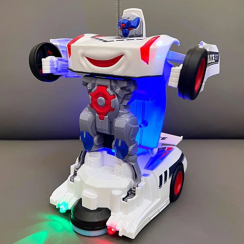 Children'S Transformer Robot Car Toys Fun Electric Transformer Police Car Lights Car Robot Racing Toys 1-6 Years Old Boys Toys