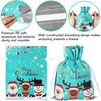 Christmas Gift Bags 5PCS Stand up Drawstring Foil Gift Wrapping Sacks Pouches for Xmas Presents Party Favor Decoration Supplies