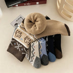 5 Pairs Women'S Socks Winter Warm Thickened Floor Socks for Girl Pack Japanese Cute Cartoon Kitty Kawaii Sweet Mid Tube Socks