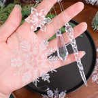 5-24PCS Crystal Clear Snowflake Acrylic Ice Pendants Christmas Tree Ornaments Icicle Water Drop Decoration for Xmas Winter Party