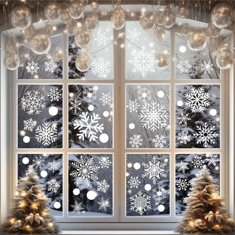 Christmas Snowflake Window Stickers Living Room Bedroom Decoration Static Glass Stickers Party Christmas New Year Decoration