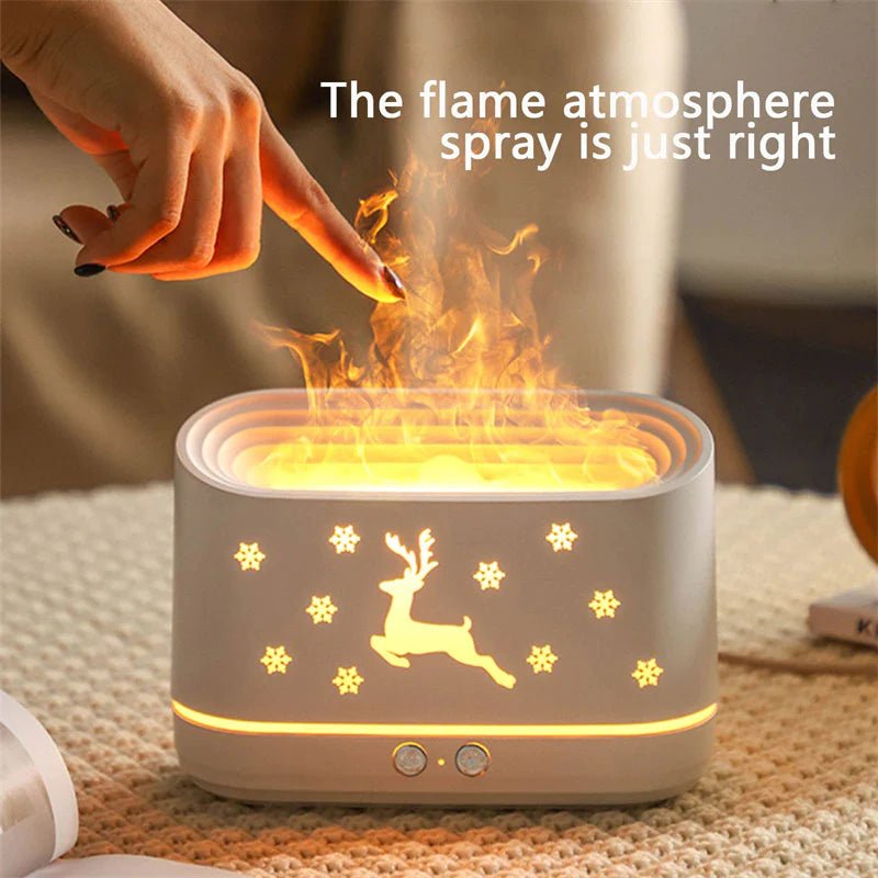 Elk Flame Humidifier Diffuser Mute Household Atmosphere Lamp Christmas Home Decorations - The Snowbox
