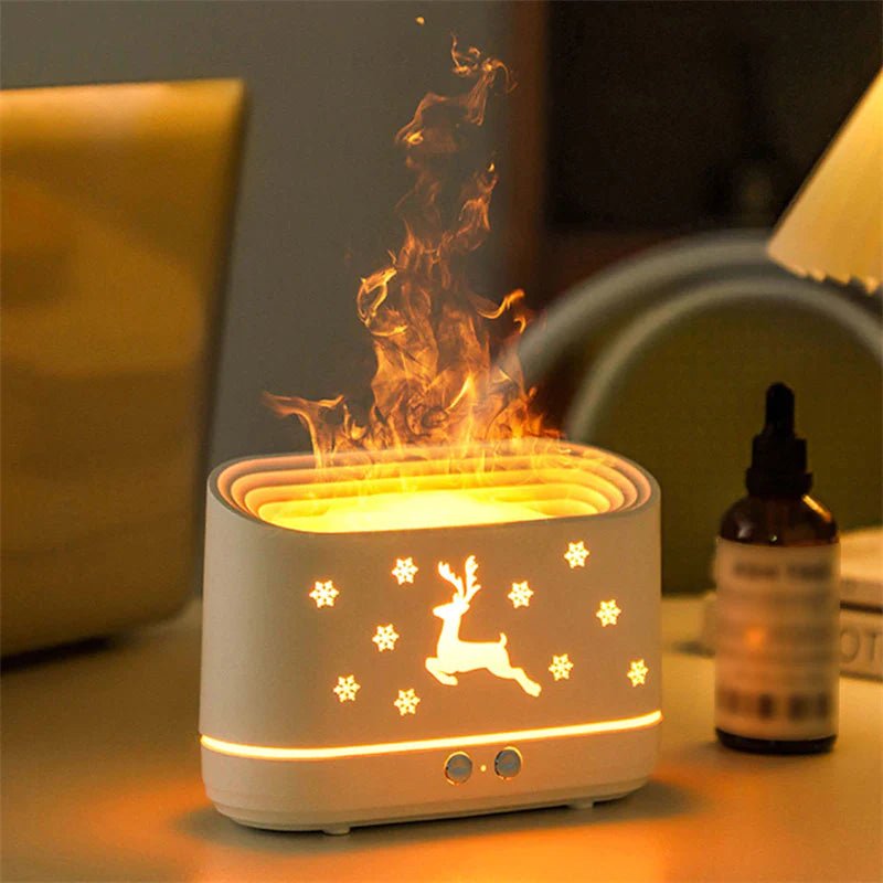 Elk Flame Humidifier Diffuser Mute Household Atmosphere Lamp Christmas Home Decorations - The Snowbox