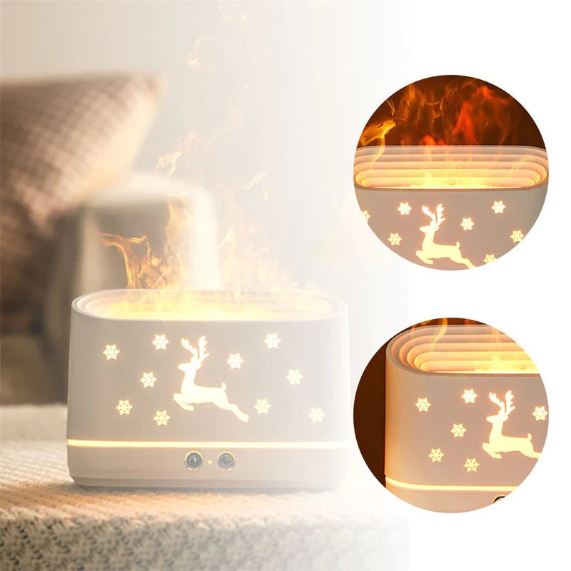 Elk Flame Humidifier Diffuser Mute Household Atmosphere Lamp Christmas Home Decorations - The Snowbox