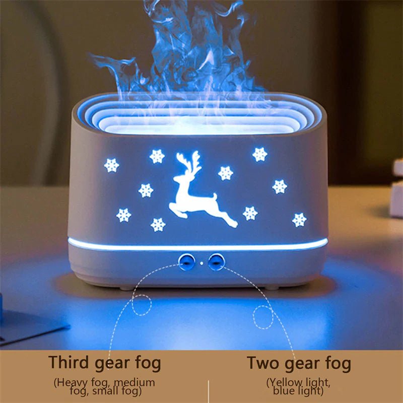 Elk Flame Humidifier Diffuser Mute Household Atmosphere Lamp Christmas Home Decorations - The Snowbox