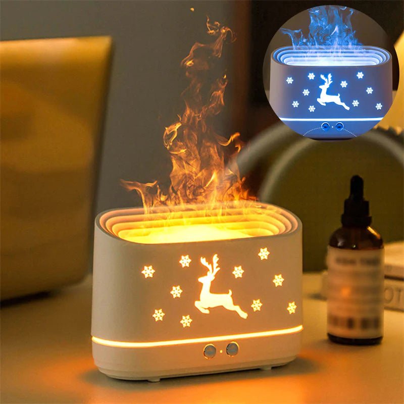 Elk Flame Humidifier Diffuser Mute Household Atmosphere Lamp Christmas Home Decorations - The Snowbox