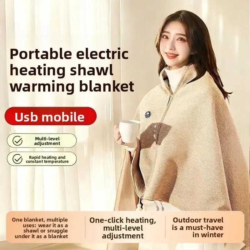Heated Shawl Wraps USB Heated Blanket Soft Warm Heating Scarf Cold Weather Winter Scarf 3 Heating Level Heated Shawl Portable - The Snowbox