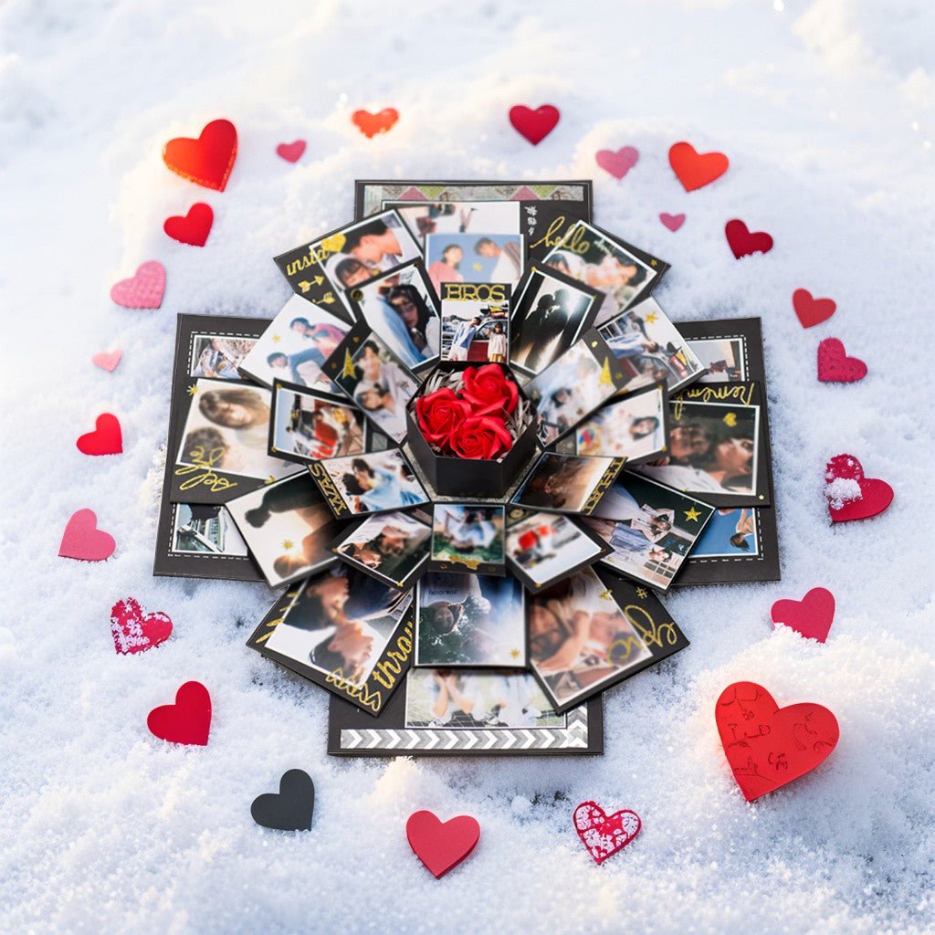 Hexagonal Explosion Box with Photo Album DIY 6 Faces Explosion Gift Box Handmade for Valentine Day Wedding Proposal - The Snowbox