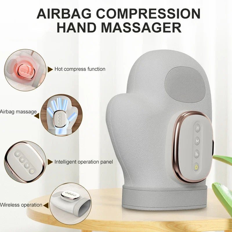 Intelligent Hot Compress Hand Massager Electric Finger Massager Air Compression Vibration Massage for Finger Palm Fatigue Relax - The Snowbox