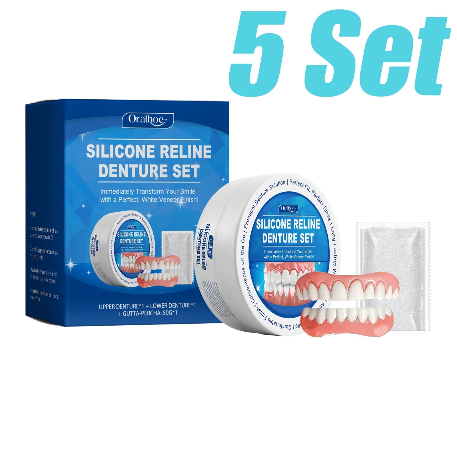 Soft Silicone Dentures Upper and Lower Dental Veneers Perfect Fit Oral Hygiene Care Whitening Dentures Simulation Braces - The Snowbox
