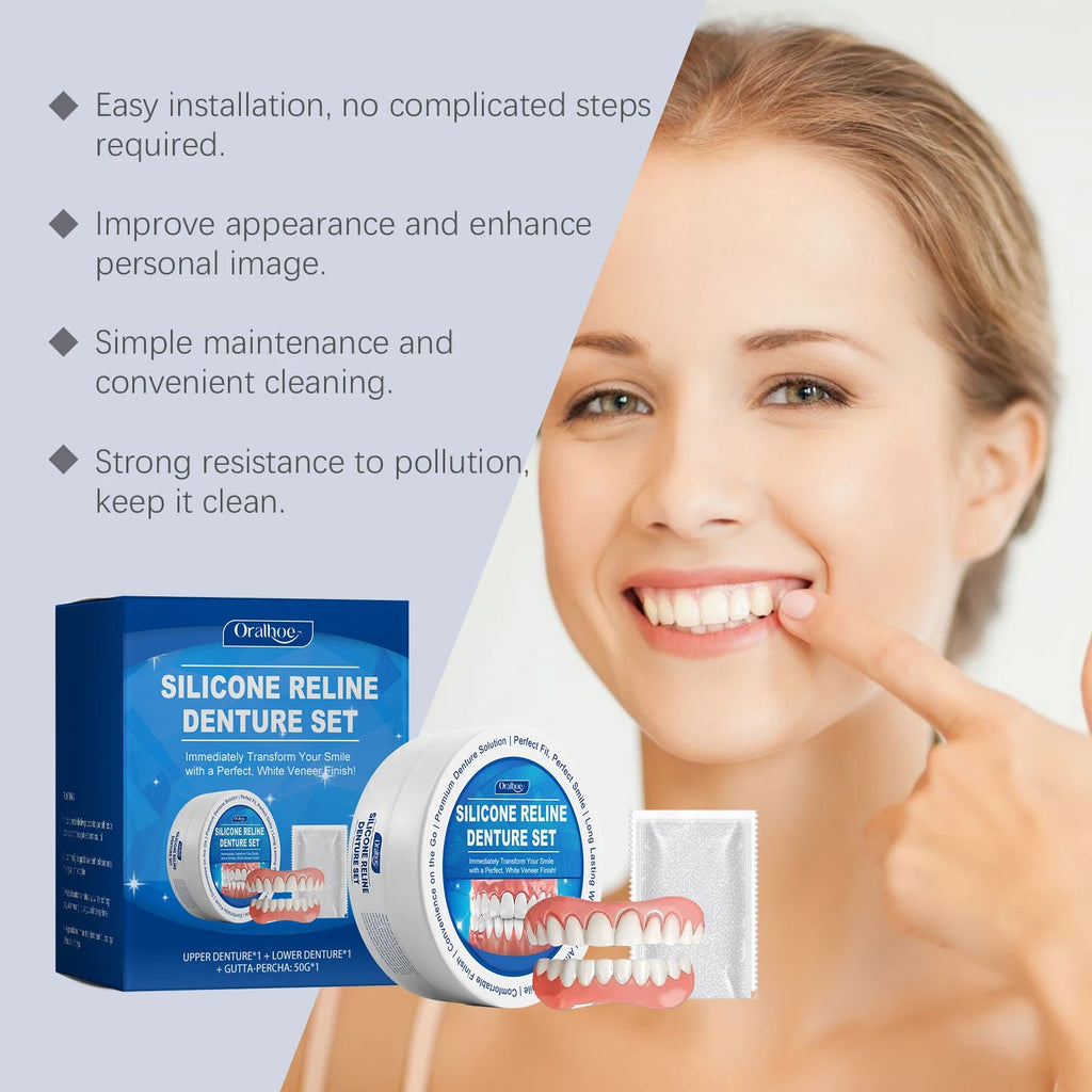 Soft Silicone Dentures Upper and Lower Dental Veneers Perfect Fit Oral Hygiene Care Whitening Dentures Simulation Braces - The Snowbox