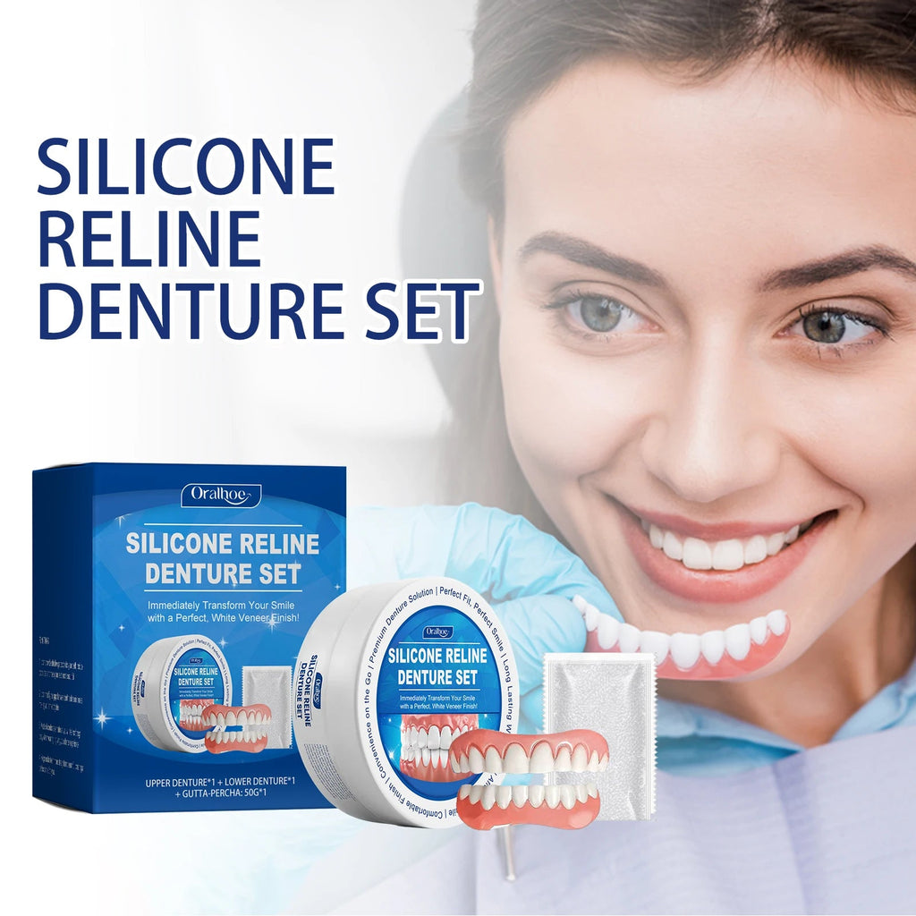 Soft Silicone Dentures Upper and Lower Dental Veneers Perfect Fit Oral Hygiene Care Whitening Dentures Simulation Braces - The Snowbox