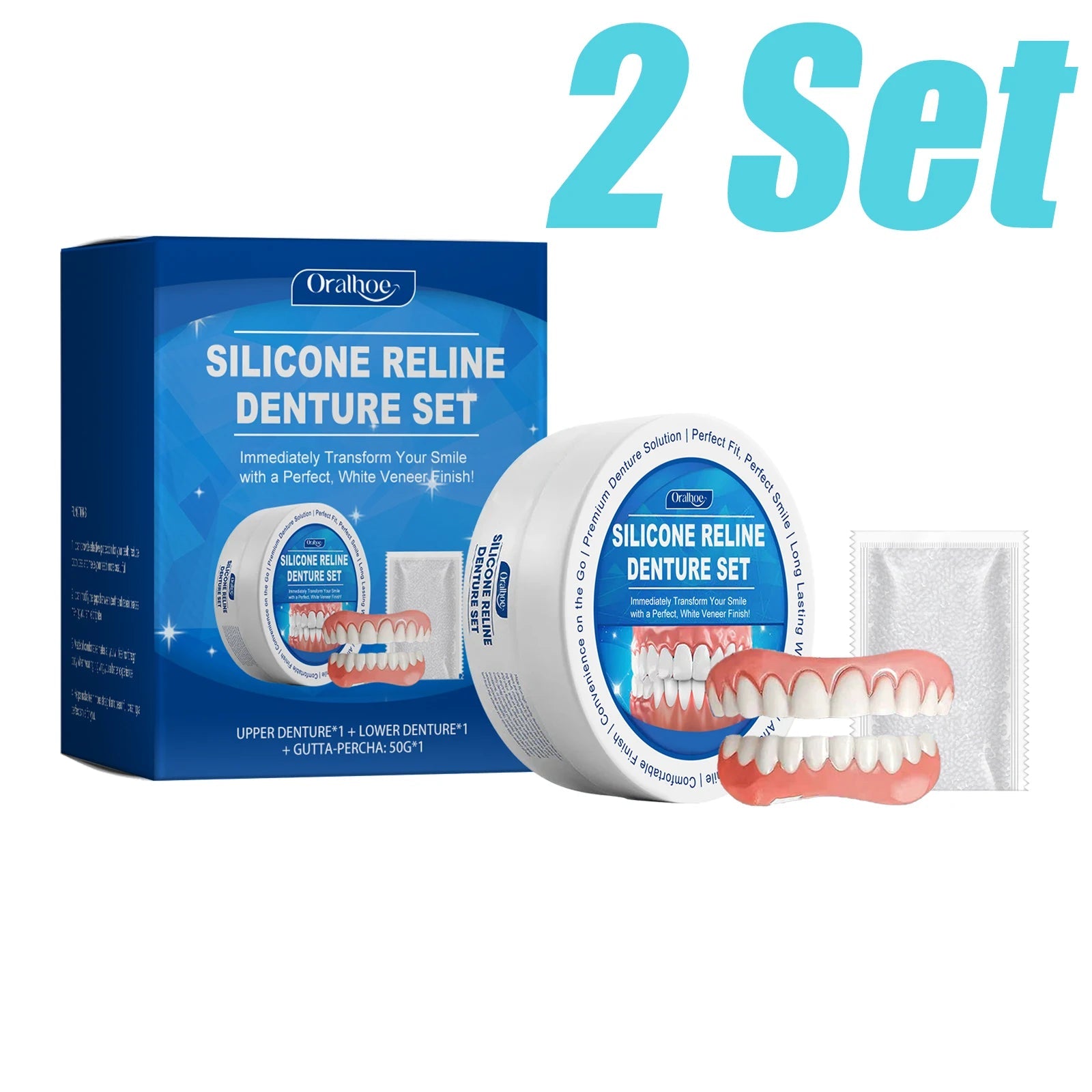 Soft Silicone Dentures Upper and Lower Dental Veneers Perfect Fit Oral Hygiene Care Whitening Dentures Simulation Braces - The Snowbox
